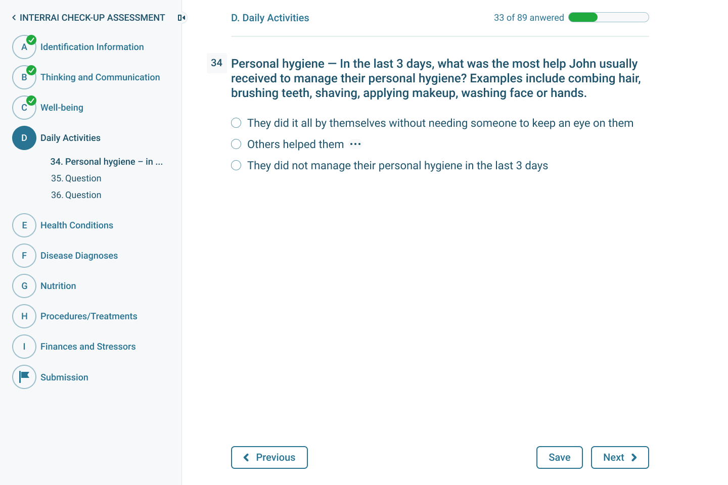 Answer assessment questions