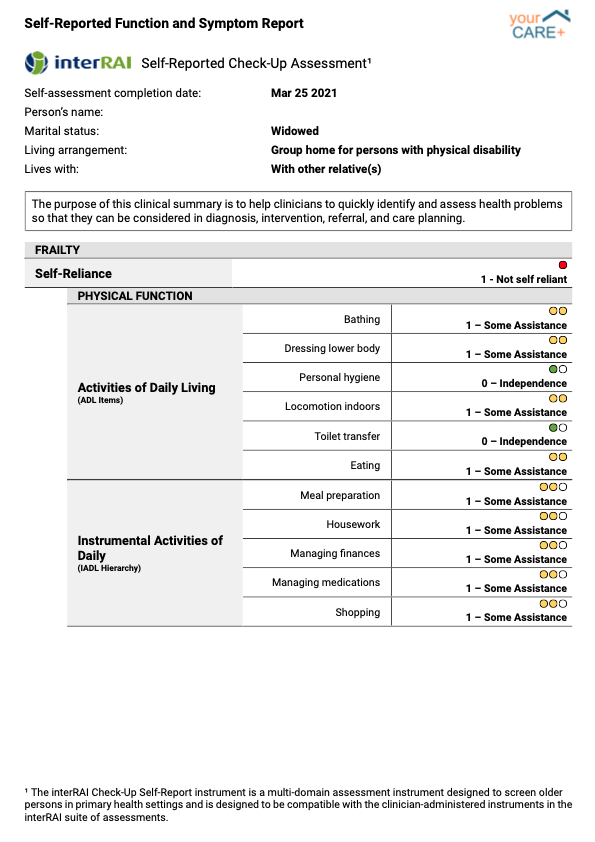 Output: Printable sheets for health professionals